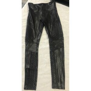 Spanx Faux Leather Moto Leggings Black‎ High Rise Shaping Pants Small